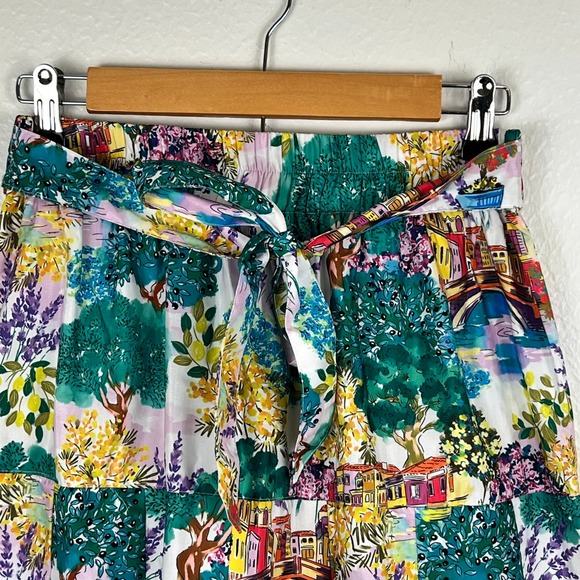 Deja Bleu Artsy Novelty Print Midi Skirt XS Art to Wear City Chic Colorful - Picture 2 of 10